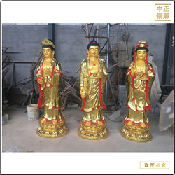 廠(chǎng)家批發(fā)1米6站西方三圣銅像