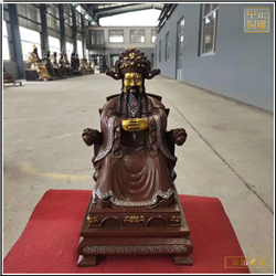 小型寺廟龍五爺財神銅像 