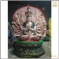 彩繪千手觀(guān)音菩薩銅像廠(chǎng)家  