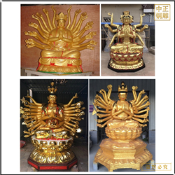 彩繪坐式千手千眼觀(guān)音佛像 