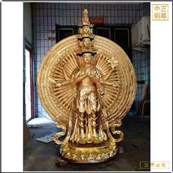 供應千手觀(guān)音帶背光銅雕佛像