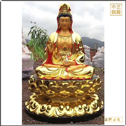 貼金觀(guān)世音菩薩銅佛像