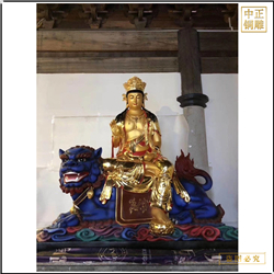 寺院文殊普賢銅雕塑