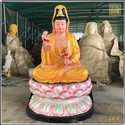 送子觀(guān)音銅佛像貼金彩繪