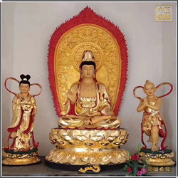 貼金送子觀(guān)音銅像