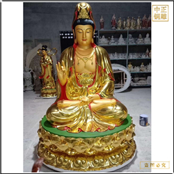 貼金彩繪坐像觀(guān)世音娘娘佛像