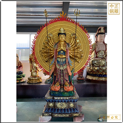 帶背光彩繪千手觀(guān)音銅雕