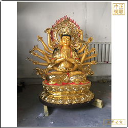 貼金鑄銅千手觀(guān)音菩薩雕像