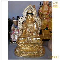 坐式帶背光觀(guān)音銅雕