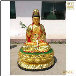 坐像貼金觀(guān)世音菩薩雕塑