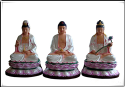 彩繪西方三圣銅佛像